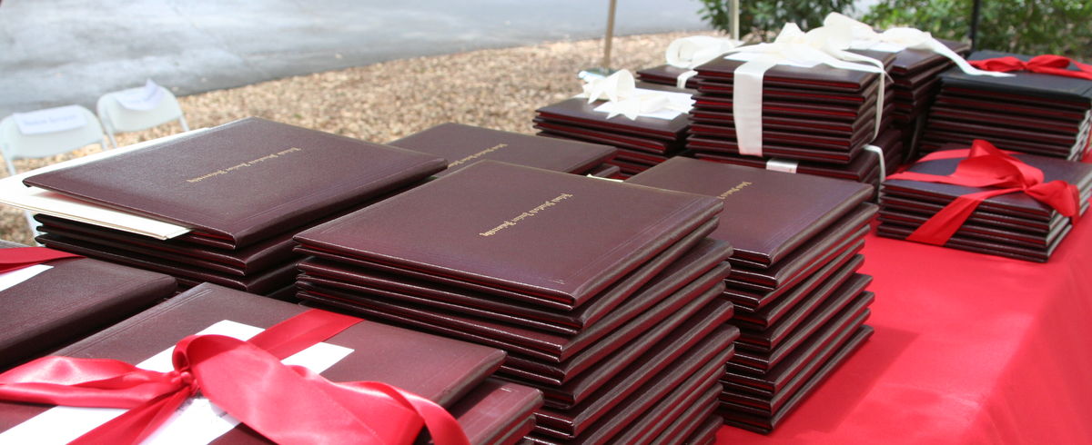 Diplomas on a table