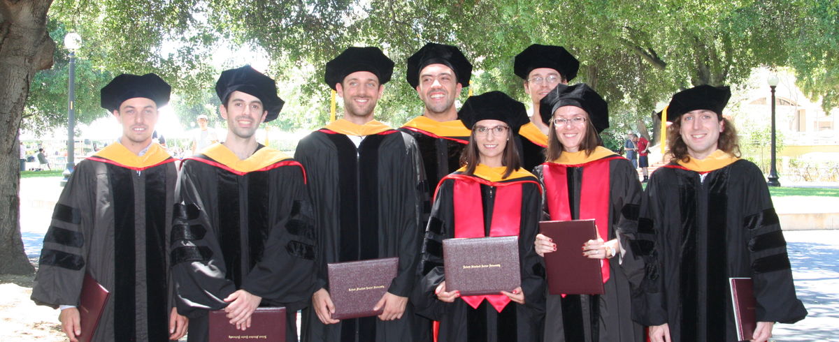 Graduate students in caps and gowns